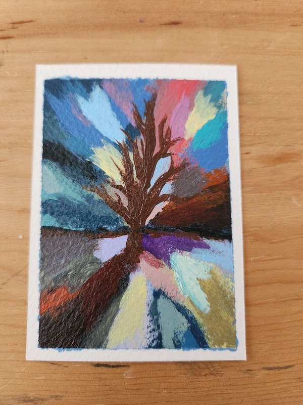 ACEO Art Card Original Acrylic Tree of Life 2.5x3.5in  NookArtDecor