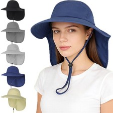 UPF 50 Wide Brim Sun Hat with Neck Flap Summer Beach UV Protection Fishing Hat
