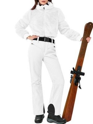 Yousify Womens Snow Suits One Piece Ski Suit Faux Fur Collar Jumpsuit Windpro...