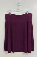 Talbots Womens Knit Flare Skirt XL Pleated Maroon Wool Blend Elastic Waist NWT