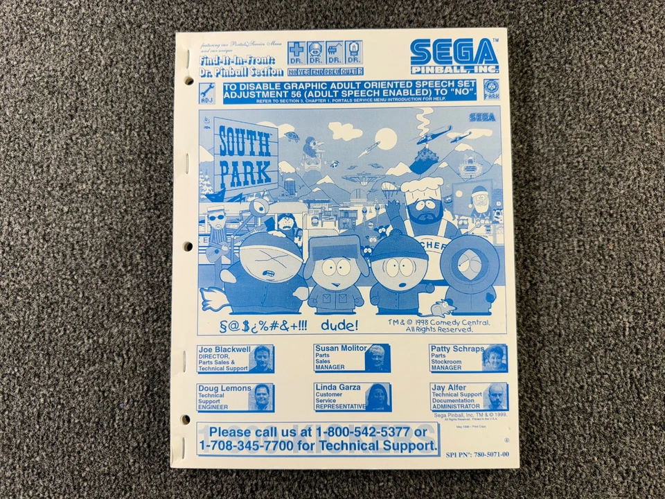 Sega South Park Pinball Machine Game Manual Schematics ORIGINAL NOS - Image 3 of 4
