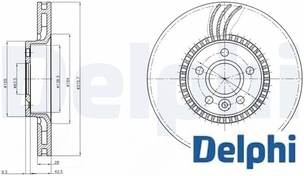 2X Bremsscheibe Delphi BG4123 2 Bremsscheiben Vorderachse Vorne-image