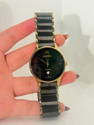Roamer Swiss Ceramic Black Gold Watch, Sapphire Crystal, 3ATM Water Resistant
