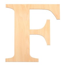 12" Wooden Letter Letter F Shape Cutout Unfinished Large Wood Alphabet Letter