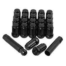 1/2-20 Acorn Lug Nuts 1/2x20 Set of 23 pcs 6 Spline Black 1.38" Long Closed