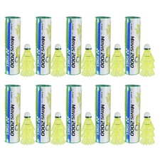 YONEX Mavis 2000 Green Cap Nylon Shuttle - Yellow (Pack of 10 TUBESx60 shuttles)