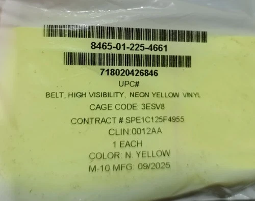 Lot Of 12 High Visibility Reflective Safety Belts NSN 8465-01 -225 -4661 . image 3