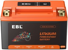 EBL Lithium YTX7A-BS, 150CCA Lithium LiFePO4 Motorcycle Battery, 12V 5Ah