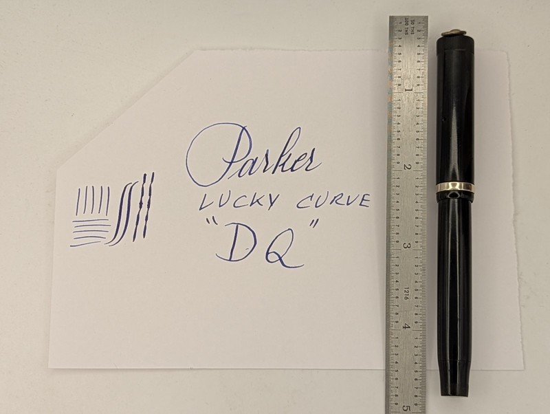Parker DQ Striped Black Hard Rubber Fountain Pen 14k Soft Gold Nib Restored