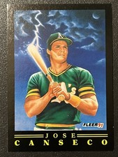 1991 Fleer Pro Visions Black Baseball Card Jose Canseco Oakland Athletics #6
