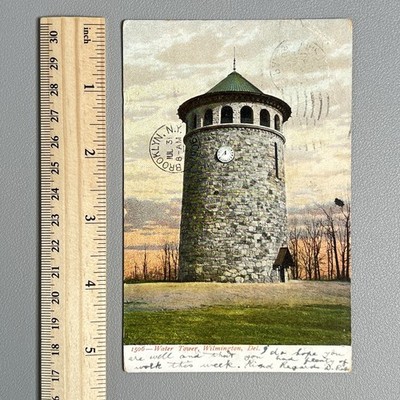 1906 Rockford Water Tower Wilmington Delaware Vtg Postcard Brooklyn NY Cancel