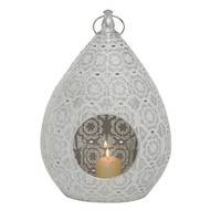 Windlicht Teelichthalter Kerzenhalter Alanis H 43 Cm Weiss Eisen