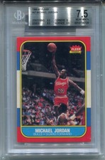 1986 Fleer Michael Jordan Rookie Card BGS 7.5 Nr MINT+ w 8.5s 8 Graded #57. rookie card picture