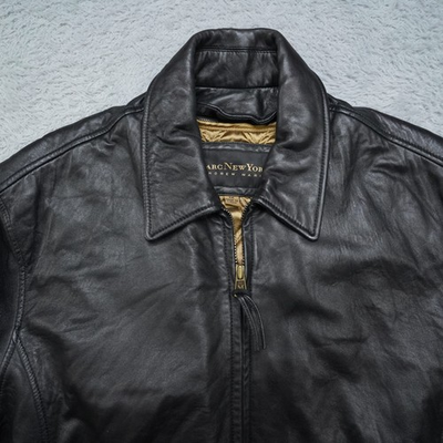 #ad Marc New York Leather Jacket Mens M Black Andrew Mark Insulated Zip in Liner EUC $84.10