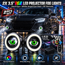 2x 3.5 Rgb Led Projector Fog Light Devil Eye Angel Eye Halo Ring Remote 2x 3.5 Rgb Led Projector Fog Light Devil Eye Angel Eye Halo Ring Remote
