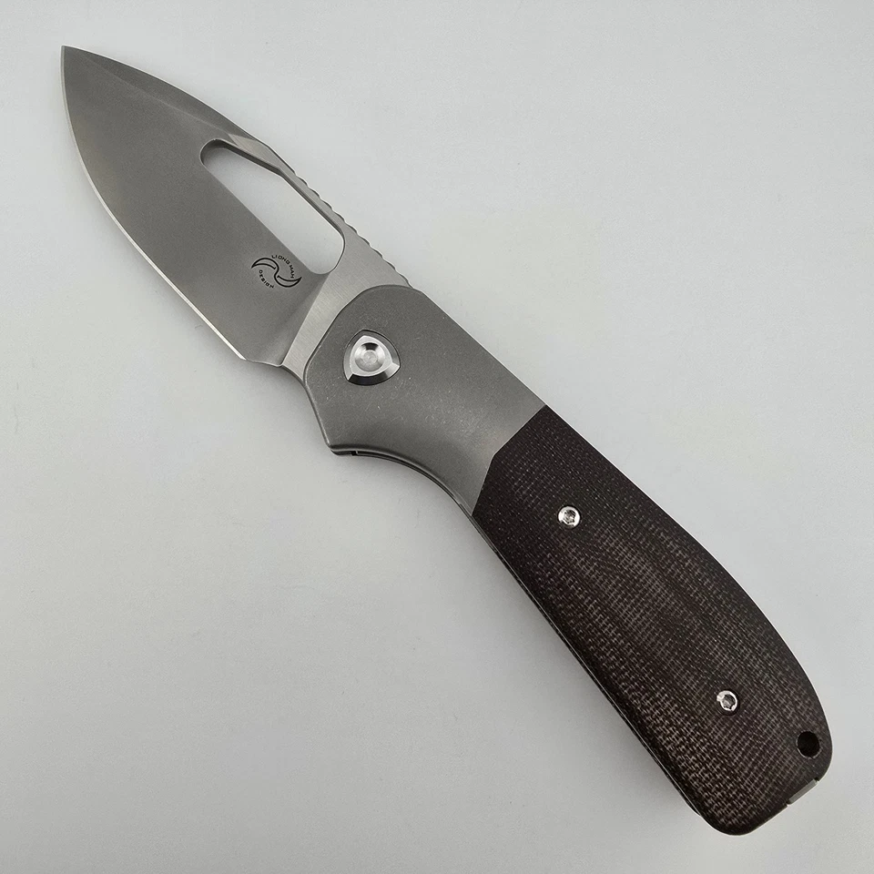 Liong Mah Field Duty-3.5 Folding Knife CPM-S90V Brown Burlap Micarta Titanium - Image 3 of 4