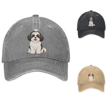 Shih Tzu Dog Print Cotton Dad Hat Baseball Cap Adjustable Curved Brim