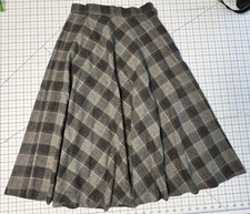 Vtg 80s Midi Skirt Women Wool Blend Academia Plaid Made in USA Retro Sears ILGWU