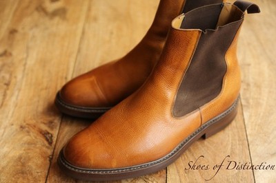 Barker hellbraun genarbtes Leder Chelsea Boots Schuhe Herren UK 8 US 9 EU 42