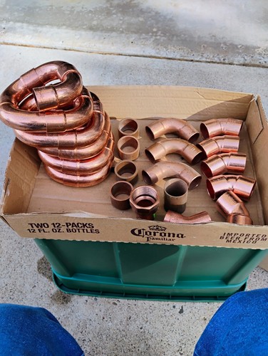 Lot of 1 In and 1 1/4 Copper Sweat Fittings Great Value