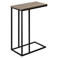 Accent Table C-shaped End Side Snack Living Room Bedroom Metal Brown