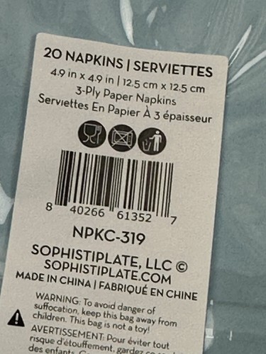 (4) Sophistiplate Sky Blue Eco Friendly Bamboo Fiber Plates + Napkins, Party - Picture 6 of 9