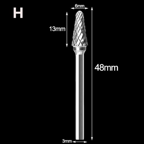 10pcs 1/8"Tungsten Carbide Rotary Cutting Carving Burr Bit Set for Tool" - Picture 12 of 13