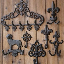1 Pcs European Retro Cast Iron Hook Coat Key Hanger Rack Garden Wall Decors Hook
