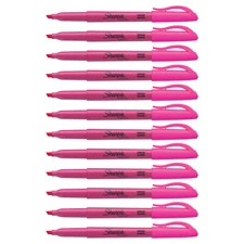Sharpie Pocket Style Highlighter, Chisel Tip, Fluorescent Pink, 12-Count