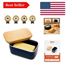 Airtight Large Butter Keeper with Wooden Lid - Perfect for Kitchen Organization
