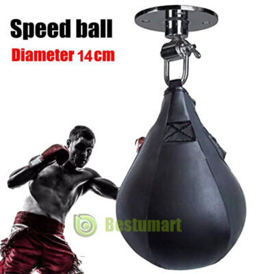 Leather Speed Ball Training Punching Speed Bag Boxing MMA Pear Punch Bag  New