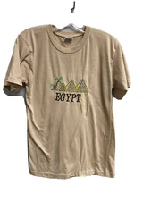 Vintage 80’s EGYPT PYRAMIDS tan tshirt L thin cotton Fits S/M Embroidered