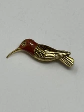 AIC Advancement in Conversation Gold Enamel Hummingbird Scatter Pin Brooch 1.25”
