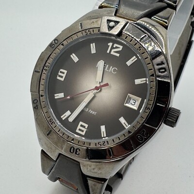 Relic Quartz Watch ZR11811 Men 50m Black Rotating Bezel Analog New