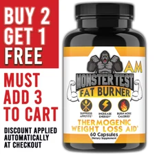 Monster Test Men's Fat Burner AM Daytime Weight Loss Diet Pill