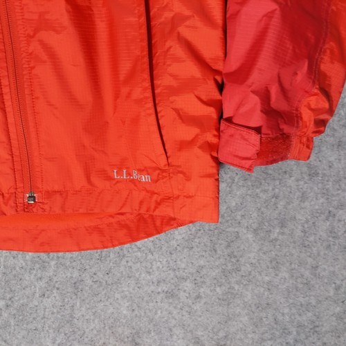 LL Bean Kids Jacket 10 12 Red Full Zip Fleece Lined Pocket Hooded Water Repelent - Picture 4 of 15