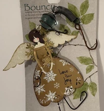 Sunset Vista Designs Metal & Glass Bouncy Hanging Decor Angel-Love Peace Joy