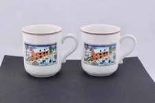 SET OF 2 VILLEROY & BOCH NAIF CHRISTMAS FIRESIDE MUGS - NEW