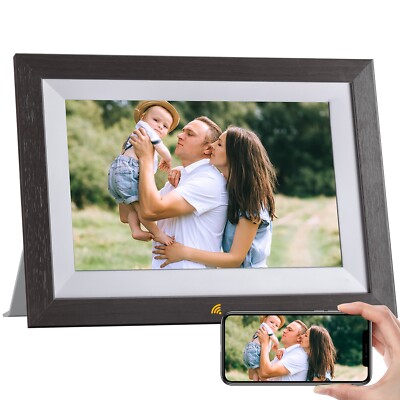 Kodak Wooden Digital Photo Frame 1012W, WiFi 10.1 inch HD IPS Touchscreen, 32GB