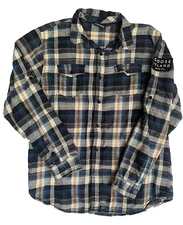 Burnside Flannel Shirt Men's XL Long Sleeve Button Up Plaid Goose Island Patch