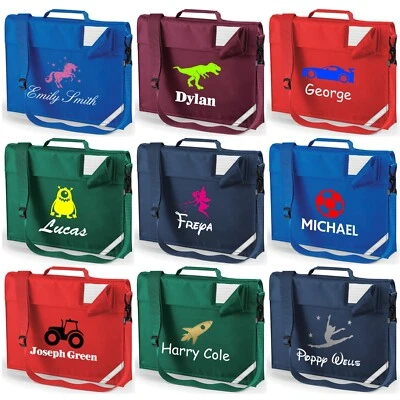 QUADRA Personalised Book Bag Junior with Strap Designs Back to School Boys Girls Kids