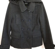 Dollhouse Double Breasted Peacoat Jacket Removable Hooded Wool Womens Large Grey