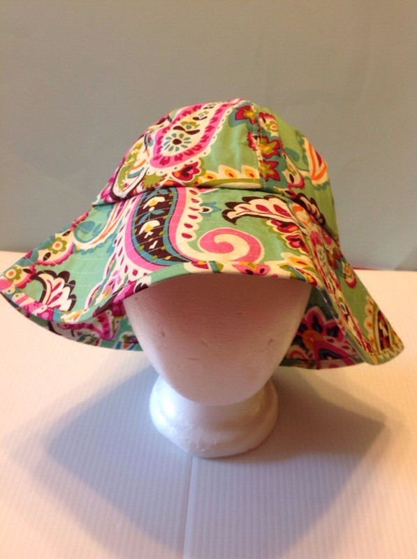 Vera Bradley Crusher Sun Hat Paisley Pink Green Cotton Flowers Shade Protective