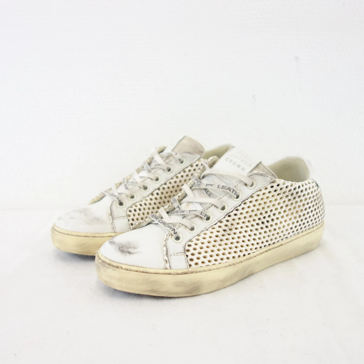 Leather Crown Femmes Chaussures de Sport Baskets en Cuir Blanc Taille 36 Neuf