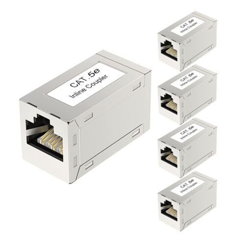 5* Cat5e RJ45 Female to Female Ethernet Shielded Straight Cable Coupler Module h - Afbeelding 1 van 9