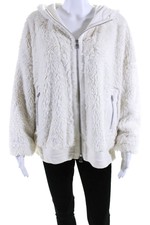 Varley Women's Hood Long Sleeves Full Zip Fleece Jacket Cream Size L