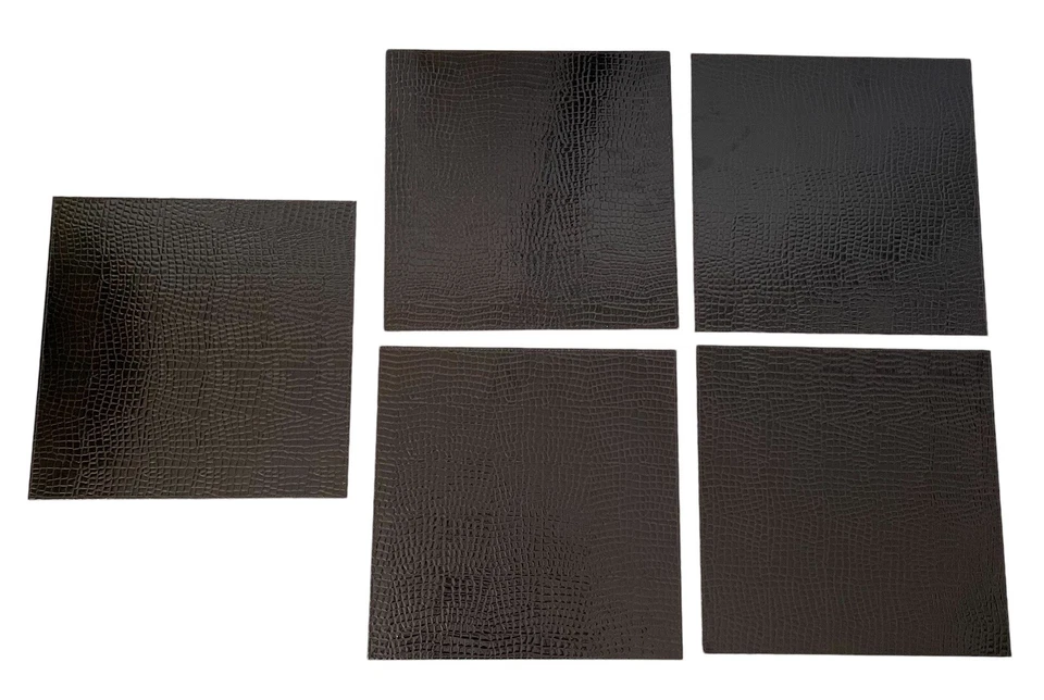 Z Gallerie Chocolate Brown Faux Croc Placemats. Set Of 9. 15”x15” - Image 4 of 4