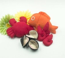 Felt food seafood set, Pretend food, Play kitchen, Gift for baby,