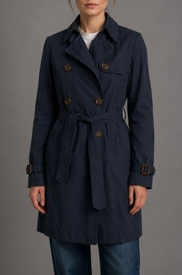 Weekend Max Mara Navy Cotton Trench Coat Belted 100% Cotton