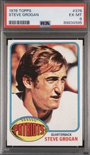 Steve Grogan 1976 Topps PSA 6 Extra Mint Graded Card Patriots ROOKIE #376. rookie card picture
